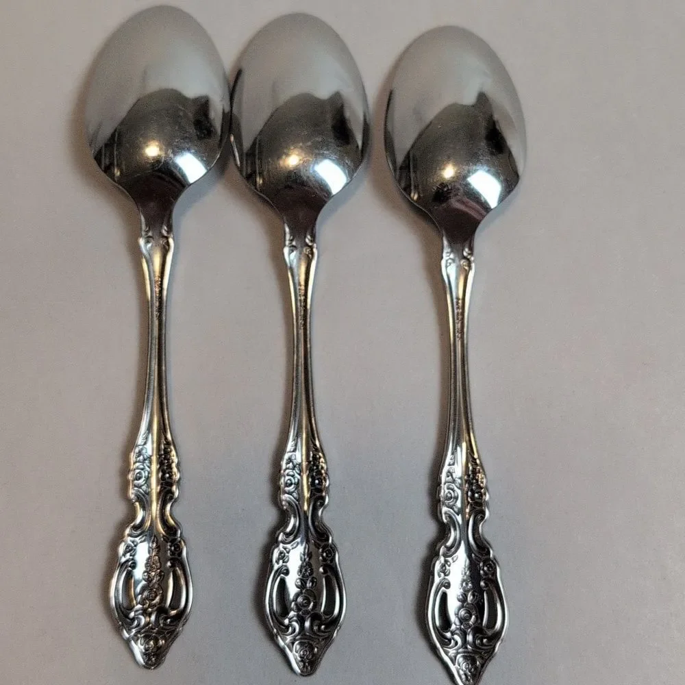 Elegant Oneida Silverplate Ornate Spoons - Set of 3 Soup Spoons & 3 Teaspoons